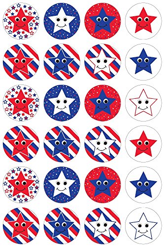 Hygloss Products Patriotic Glossy Smiley Stars and Stripes Stickers - 480 Stickers, 20 Sheets
