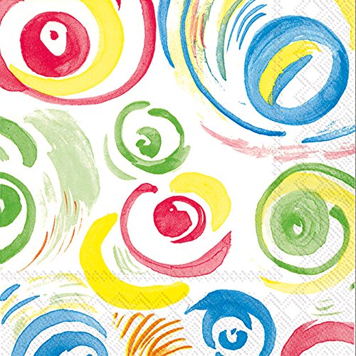 Boston International Celebrate the Home Watercolor 3-Ply Paper Luncheon Napkins, Happy Circles, 20-Count