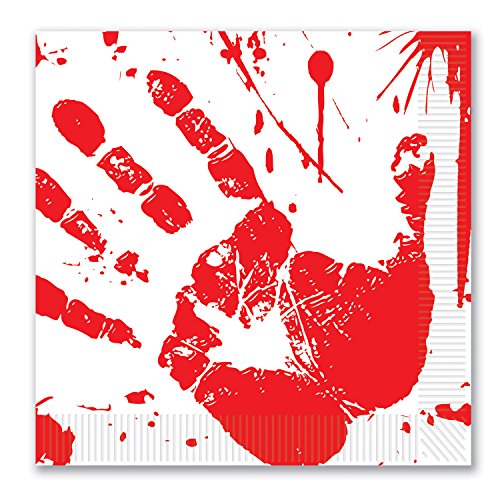 Beistle Bloody Handprints Luncheon Napkins, One Size, Red/White