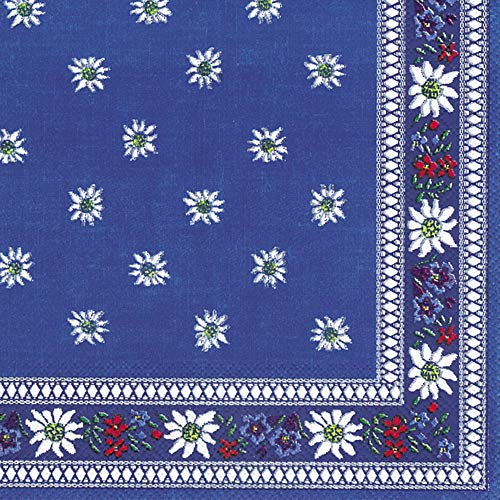 Boston International IHR 3-Ply Paper Napkins, 20-Count Cocktail Size, Edelweiss Blue
