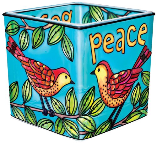 Amia 41163 Petite Square Votive Holder, Peace, 2-1/4-Inch High