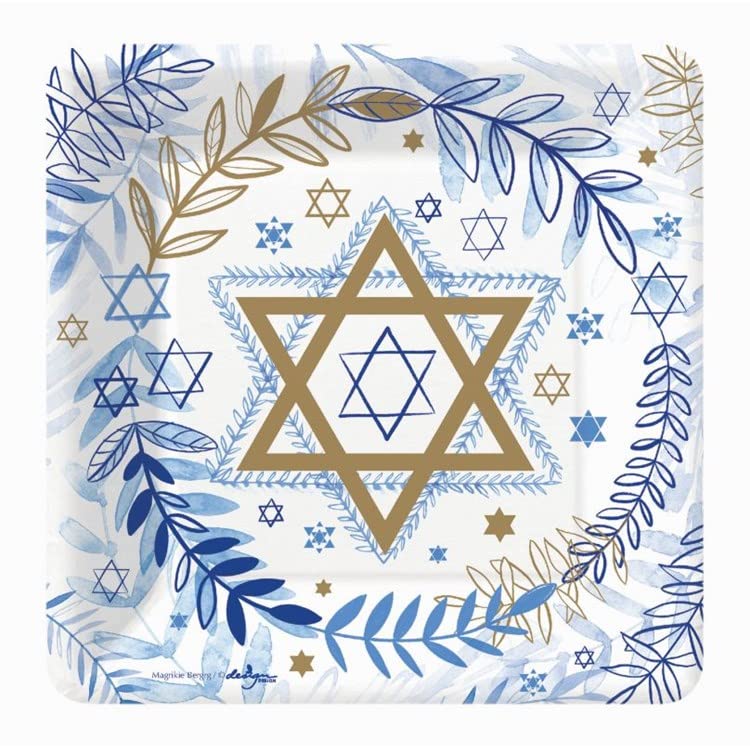 Design Design Judaic Stars and Leaves Square Dessert Plate