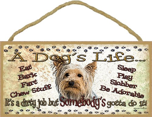 Blackwater Trading Yorkie Yorkshire Terrier a Dog's Life It's a Dirty Job Pet Dog Sign Plaque 5"x10" Funny