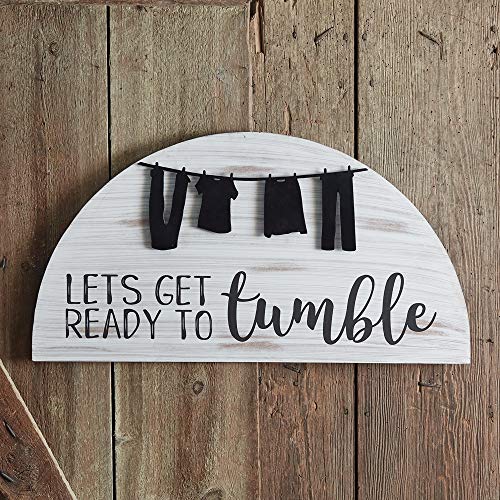 CTW Home Collection 370472 Lets Get Ready to Tumble Washroom Sign, 28-inch Width, Wood