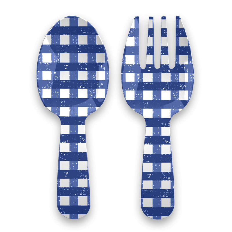 Homemade Navy Gingham Servers, 10.6" L