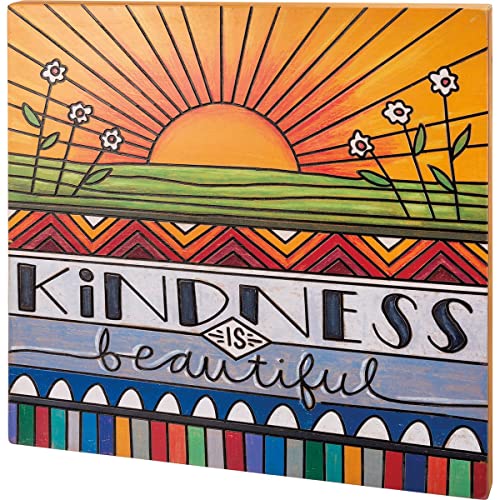 Primitives By Kathy 113463 Kindness is Beautiful Box Sign, 23-inch Square, Wood