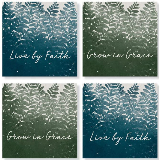 Carson Home Faith Fern House Coaster, 4-inch Square, Set of 4