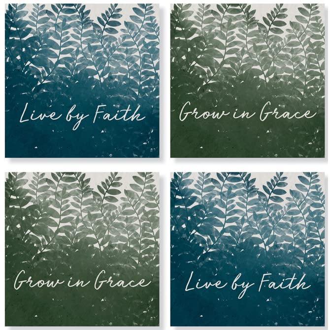 Carson Home Faith Fern House Coaster, 4-inch Square, Set of 4