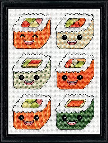 Design Works Crafts Happy Sushi Counted Cross Stitch Kit, White