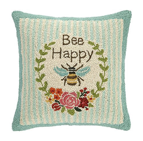 Peking Handicraft Suzanne Nicoll Secret Garden Bees Hook, 18x18 Throw Pillow