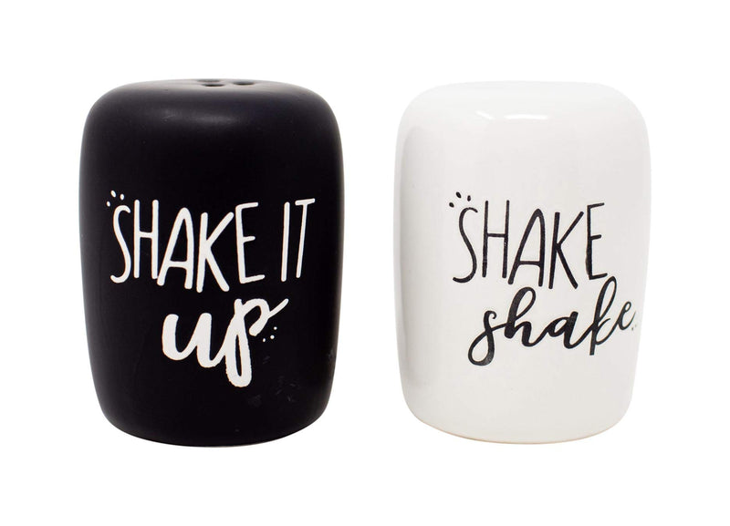 Boston Warehouse Shake it Up Salt and Pepper Shaker Set, 2-Piece, Black & White