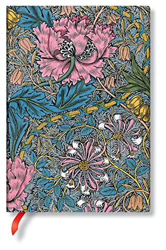Paperblanks | Morris Pink Honeysuckle | William Morris | Hardcover | Midi | Unlined | Elastic Band Closure | 144 Pg | 120 GSM