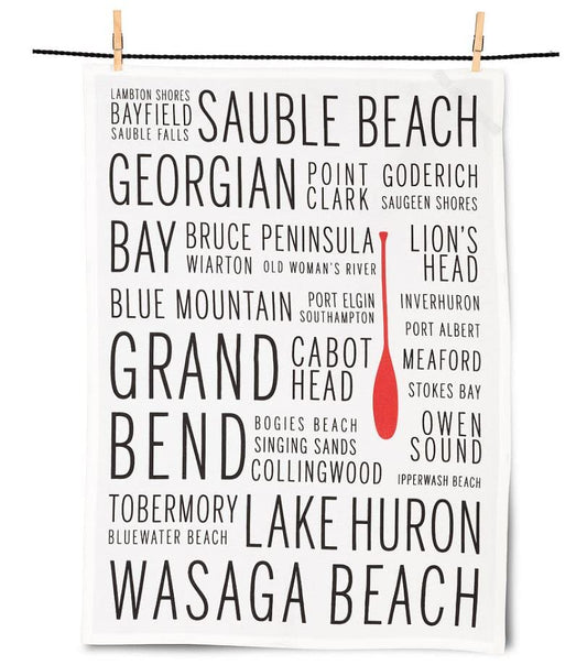 Abbott Collection  Lake Huron Names Tea Towel