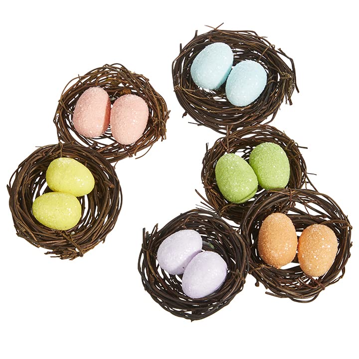 RAZ Imports Bag of Pastel Easter Eggs in Nests, 2.5 inches