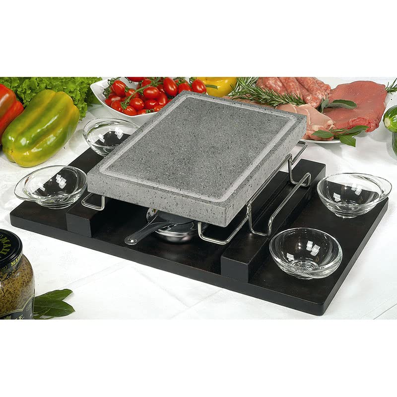 Gary Valenti Ilsa 8.25 in. x 11.4 ft. Rectangular Lava Rock Plate with Stand44; 9 Piece