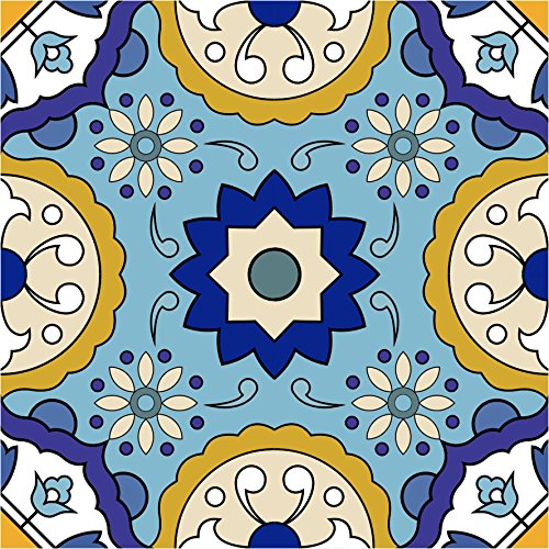 Mi Alma Backsplash Peel and Stick Tile Stickers 24 murals PC Set Tile Decals Bathroom & Kitchen Vinyl Wall Decals Easy to Apply Just Peel & Stick Home Decor (4x4 Inch, Yellow Blue C42)