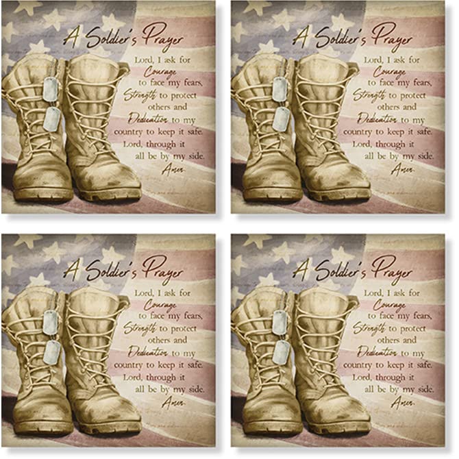 Carson Home Soldier Boot House Coaster, 4-inch Square, Set of 4