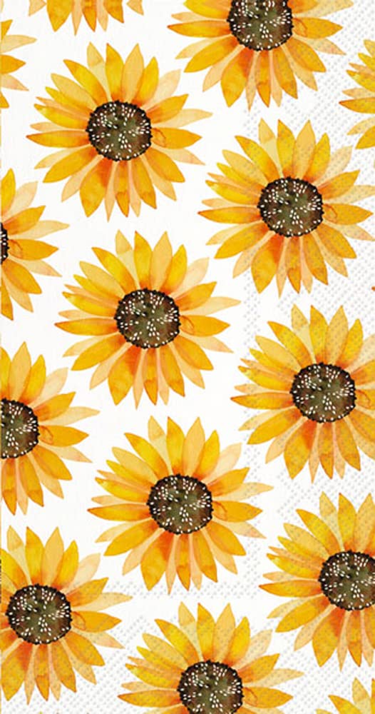 IHR Ideal Home Range Dinner Napkins Disposable 3-Ply Paper Guest Towels Buffet Napkins, 8.5" x 4.5", Sunflower Pattern, 16 Count