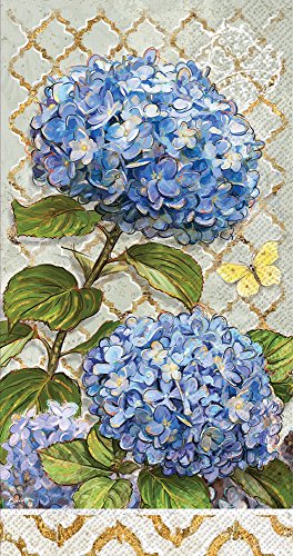 Boston International Celebrate the Home Floral 3-Ply Paper Guest/Buffet Napkins, Blue Heirloom Flowers, 20-Count