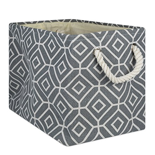 DII Design CAMZ10001 Collapsible Polyester Storage Basket Or Bin with Durable Cotton Handles, Home Organizer Solution for Office, Bedroom Closet, Toys, and Laundry, Medium-16x10x12, Stained Glass Gray