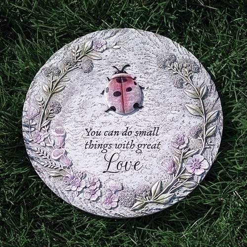 Roman Ladybug Stepping Stone, 11.75-inch Diameter, Resin, Stone Mix, Garden, Decorative Stone