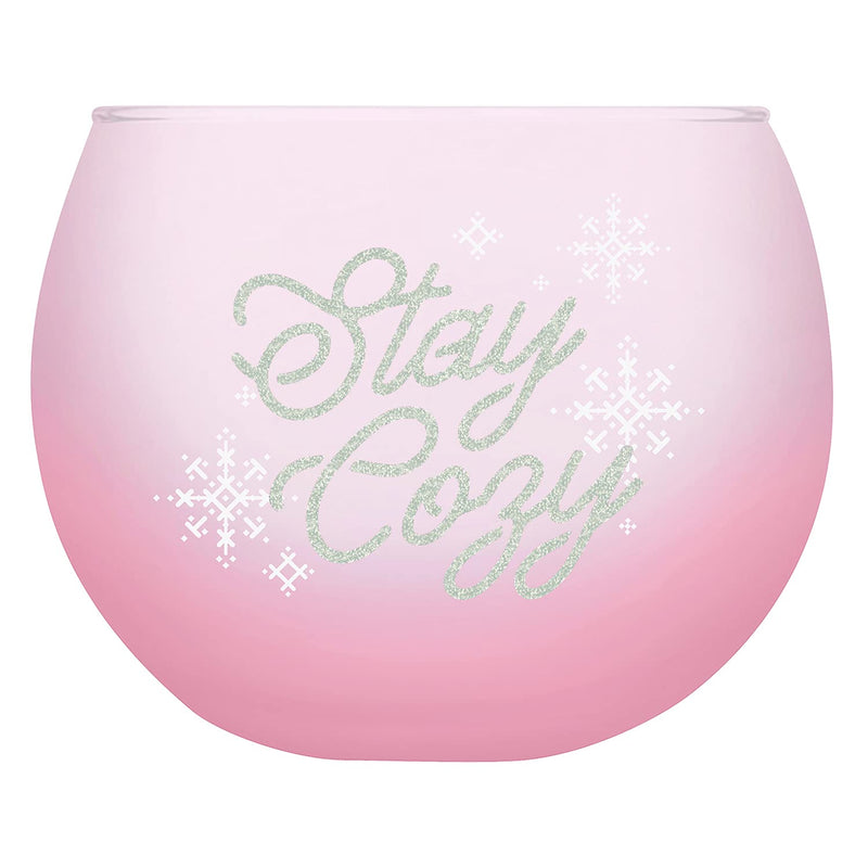 Slant Collections Holiday Roly Poly Cocktail Glass, 13-Ounce, Stay Cozy