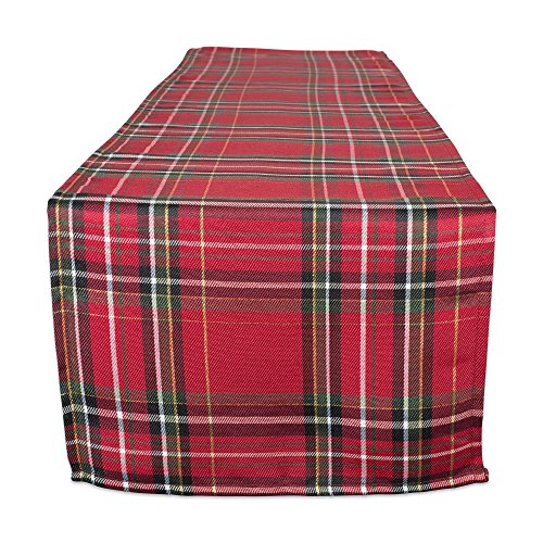 DII Design Holiday Metallic Plaid Kitchen Tabletop Collection, 14x72, Red