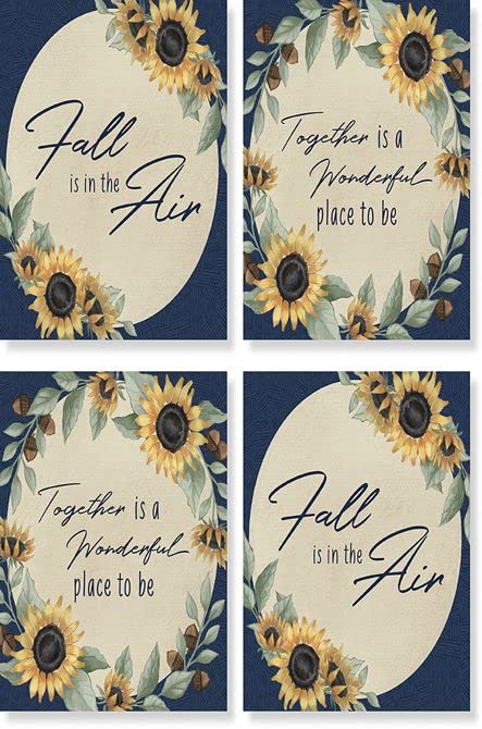 Carson Home Fall Sunflower House Coaster, 4-inch Square, Set of 4