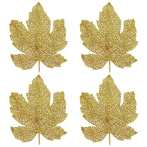 Beistle Gold Glitter Fall Leaves - 4 Pcs.