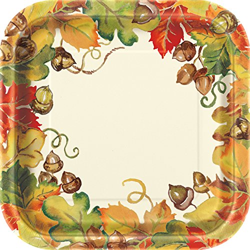 Unique Industries Harvest Pumpkins Square Plate, 10 Ct.