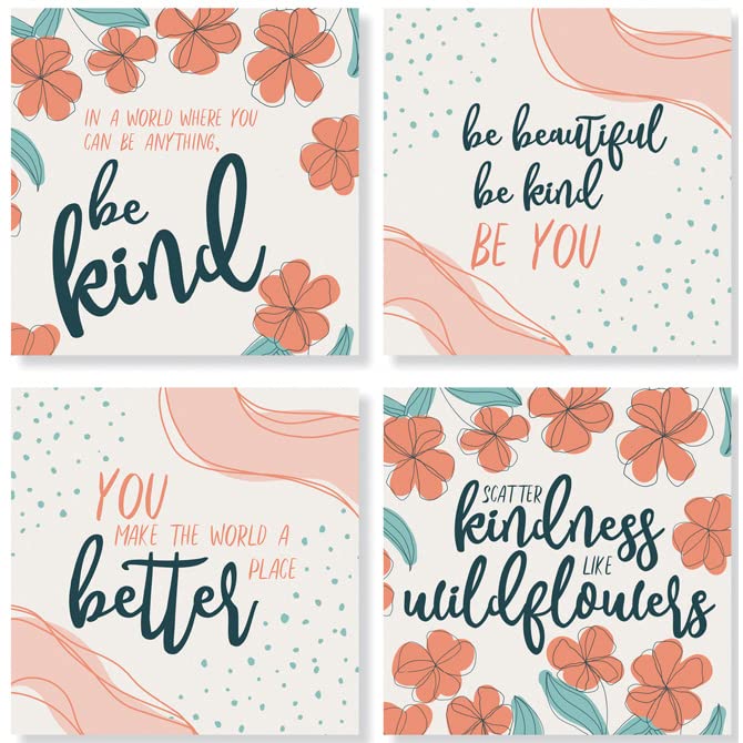 Carson Home Kindness House Coaster, 4-inch Square, Set of 4