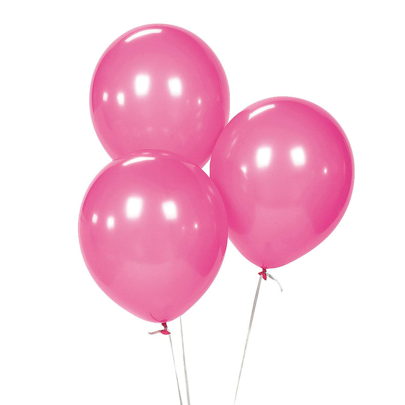 Fun Express - 11" Hot Pink Latex Balloons (2dz) for Party - Party Decor - Balloons - Latex Balloons - Party - 24 Pieces