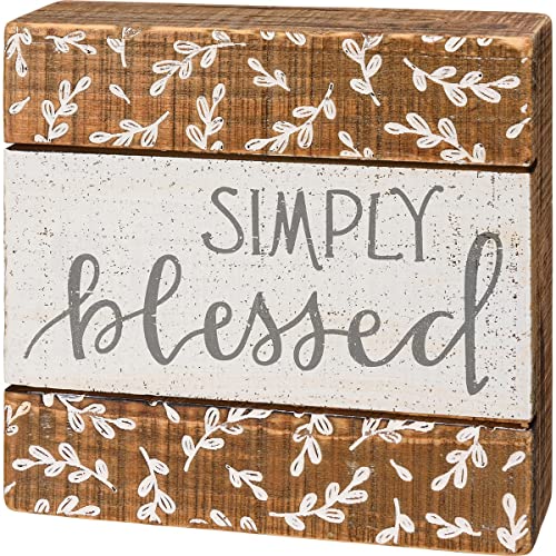 Primitives By Kathy 113346 Simply Blessed Slat Box Sign, 6-inch Square, Wood