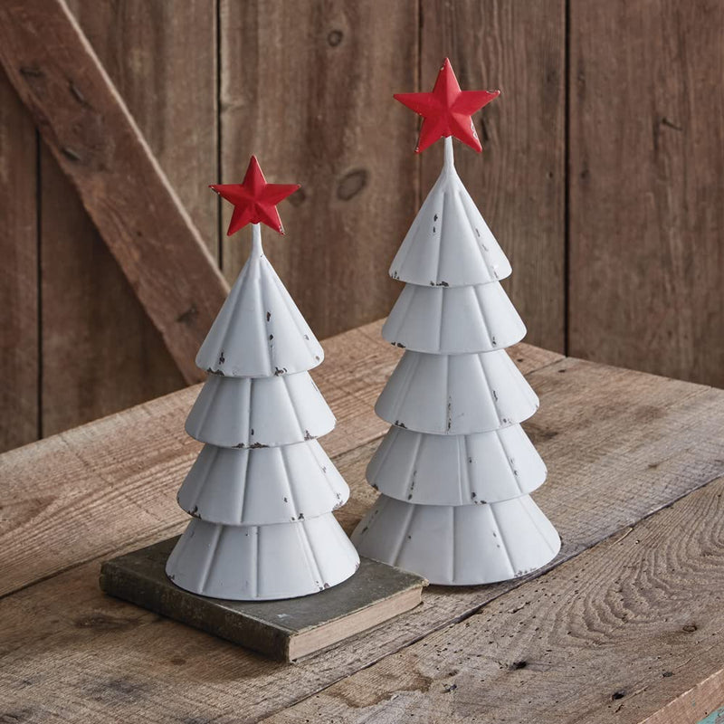 CTW Home Collection Metal Farmstead Christmas Trees, Set of 2, Holiday Season Decoration