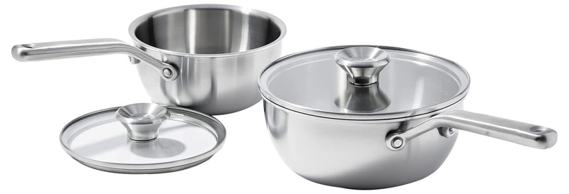 OXO Mira Tri-Ply Stainless Steel, 1.5QT and 3.57QT Chef&