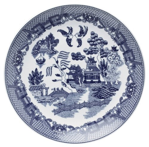 HIC Harold Import Co. YK-319 Blue Willow Buffet Plate, Fine White Porcelain, 12.25-Inches