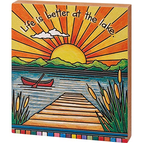 Primitives By Kathy 113153 Life is Better at the Lake Block Sign, 7-inch Height