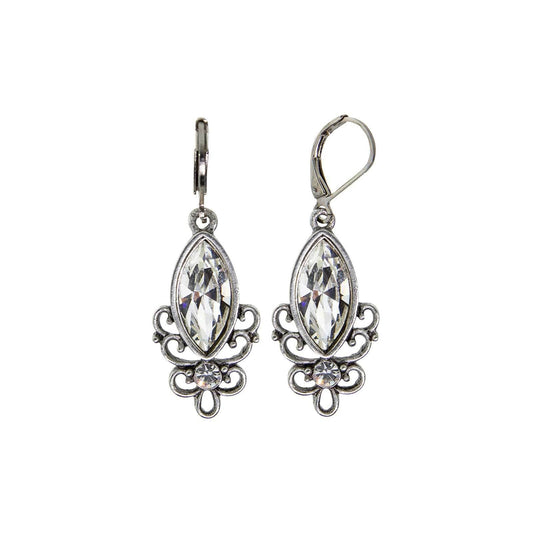 1928 Jewelry Renaissance Glam Lapis Blue Crystal Filigree Drop Earrings