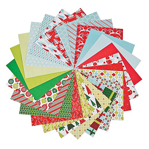 Fun Express Christmas Winter Craft Paper Assortment - Bulk Set of 50 - Holiday DIY Craft Supplies