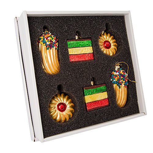 Kurt Adler 2-Inch-3-Inch Noble Gems Glass 6-Piece Cookie Ornament Set,