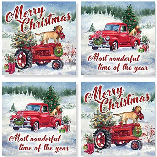Carson Christmas Farm Square House Coaster Set
