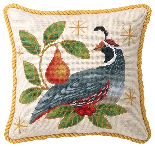 Peking Handicraft Winter Partridge Needlepoint Throw Pillow