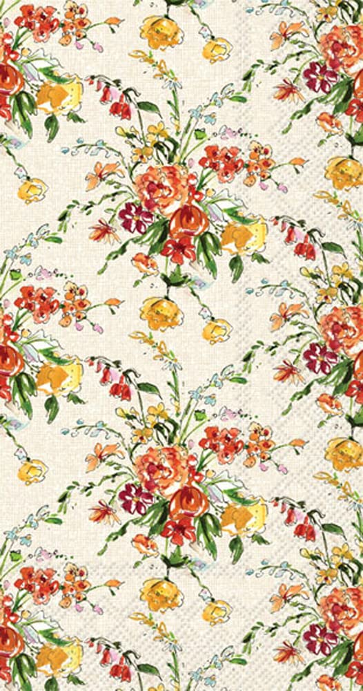 IHR Ideal Home Range Dinner Napkins Disposable 3-Ply Paper Guest Towels Buffet Napkins, 8.5" x 4.5", Fall Floral Pattern, 16 Count