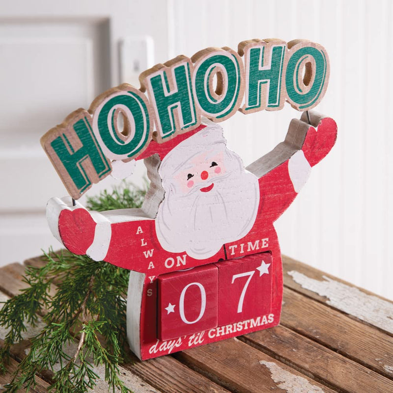 CTW Home Collection MDF Christmas Santa Christmas Countdown Blocks Advent Calendar, 9.5-inch Height, Holiday Season Decoration