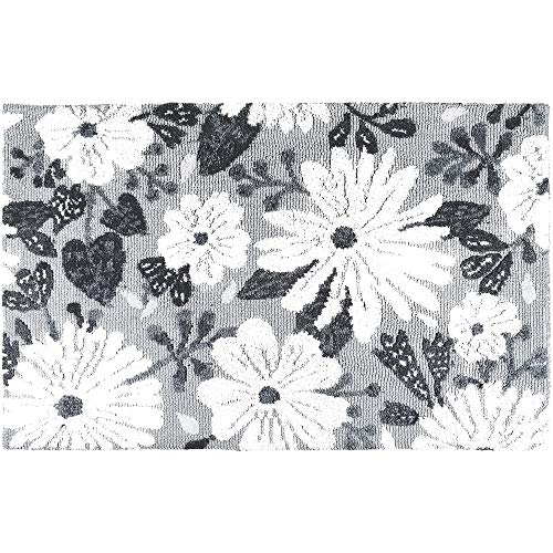 Home Comfort Simple Spaces Wildflowers Gray Indoor Rug (21" x 33")