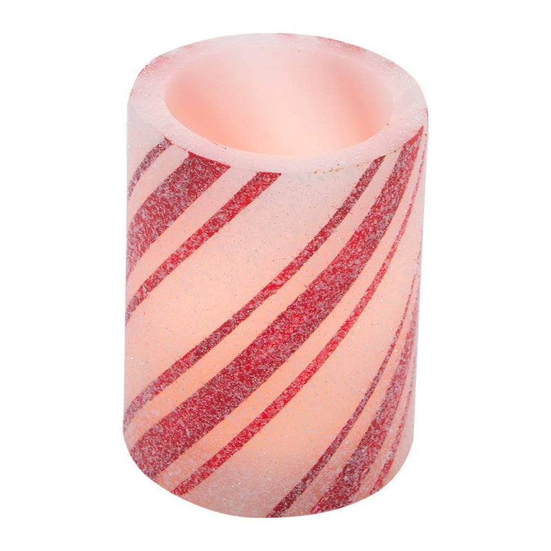 Wing Tai Trading Multi Stripe Candy Cane Pillar Candle, Red