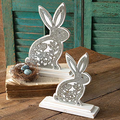 CTW 770448 Wooden Bunnies with Metal Cutouts, Set of 2