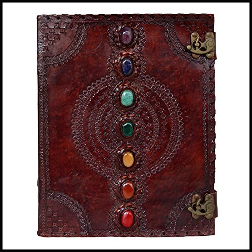 TUZECH Seven Chakra Leather Journal & Handmade Paper Diary Notebook Journal for Personal Use or Gift, Office Supplies Size 10 x 13 inches (Brown)) Antique Handmade, Daily Notepad for Men & Women