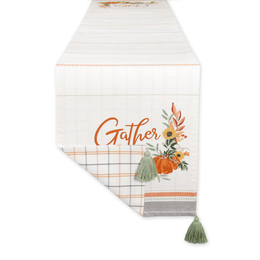 DII Autumn Afternoon Farmhouse Kitchen Thanksgiving & Fall Décor for Home, Reversible Table Runner, 14x72, Harvest Check