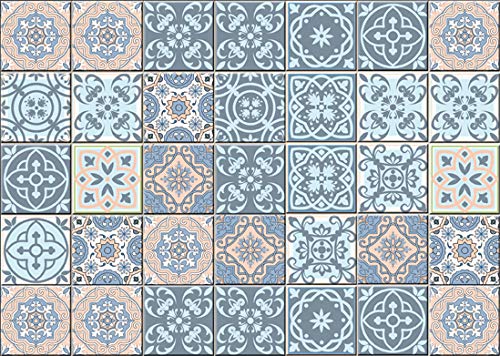 Mi Alma Backsplash Tile Stickers 24 PC Set Authentic Traditional Talavera Tiles Stickersl Bathroom & Kitchen Tile Decals Easy to Apply Just Peel and Stick Home Decor 4x4 Inch (Wall Decor)